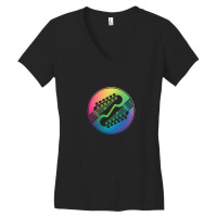 Electric Guitar Headstock Circle Colorful Gradient Theme Women's V-neck T-shirt | Artistshot