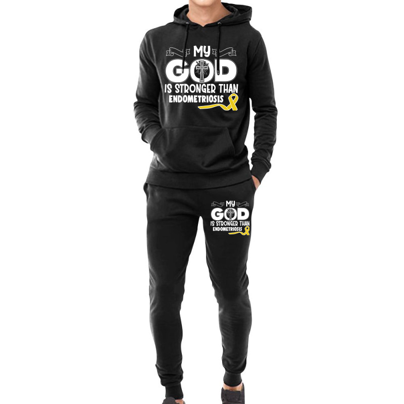 Limited Edition Endometriosis Awareness My God Is Stronger Than - In T Hoodie & Jogger Set | Artistshot