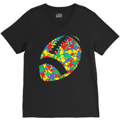 Football Player T  Shirt Funny Sport Lover Football Autism Awareness M V-neck Tee Designed By Rosendovonrueden995