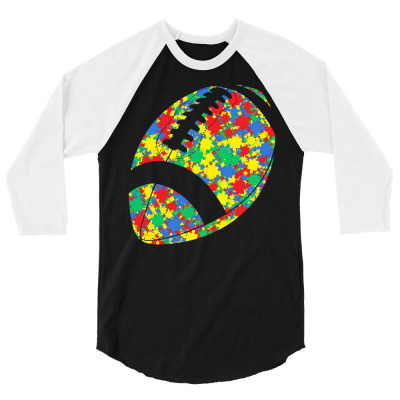 Football Player T  Shirt Funny Sport Lover Football Autism Awareness M 3/4 Sleeve Shirt Designed By Rosendovonrueden995