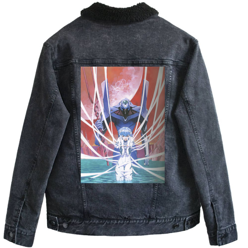 Evangelion Rei Ayanami Unit 0 Unisex Sherpa-Lined Denim Jacket by chanasrhyss4 | Artistshot