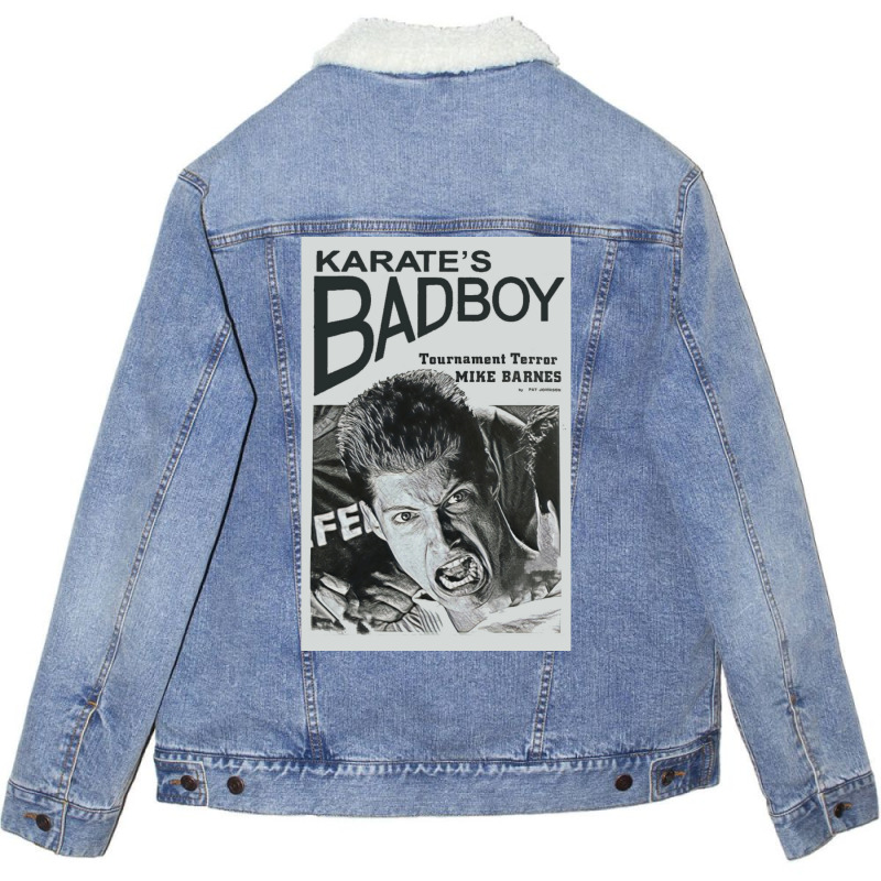 Mike Barnes   Karate's Bad Boy Poster Unisex Sherpa-lined Denim Jacket | Artistshot