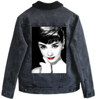 Audrey Hepburn Lips Unisex Sherpa-lined Denim Jacket | Artistshot