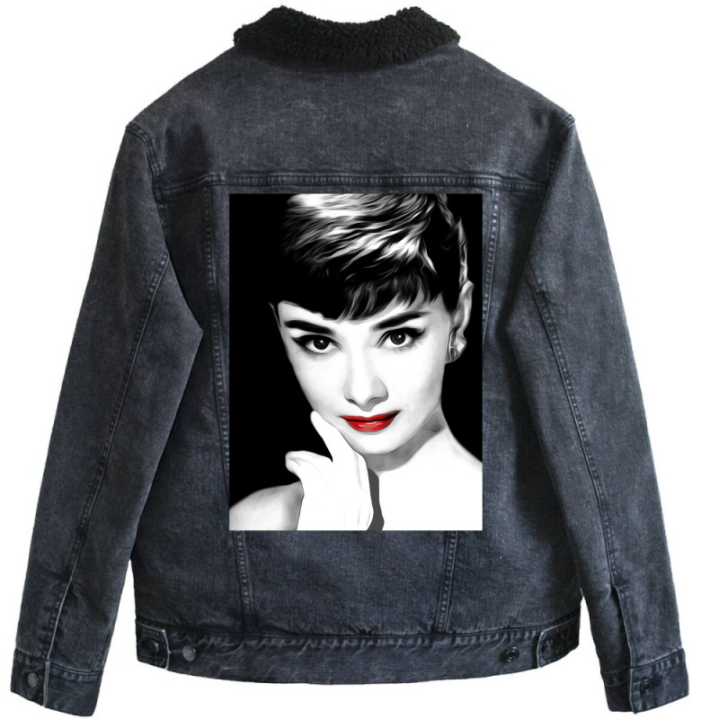 Audrey Hepburn Lips Unisex Sherpa-lined Denim Jacket | Artistshot