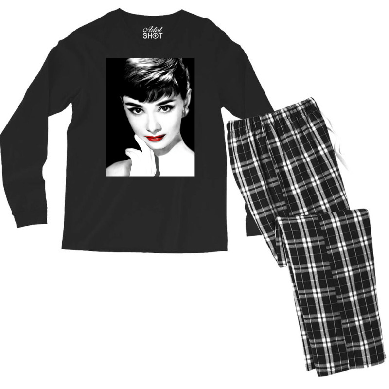 Audrey Hepburn Lips Men's Long Sleeve Pajama Set | Artistshot