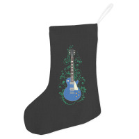 Blue Lp Style Electric Guitar Flowering Vines Holiday Stocking | Artistshot