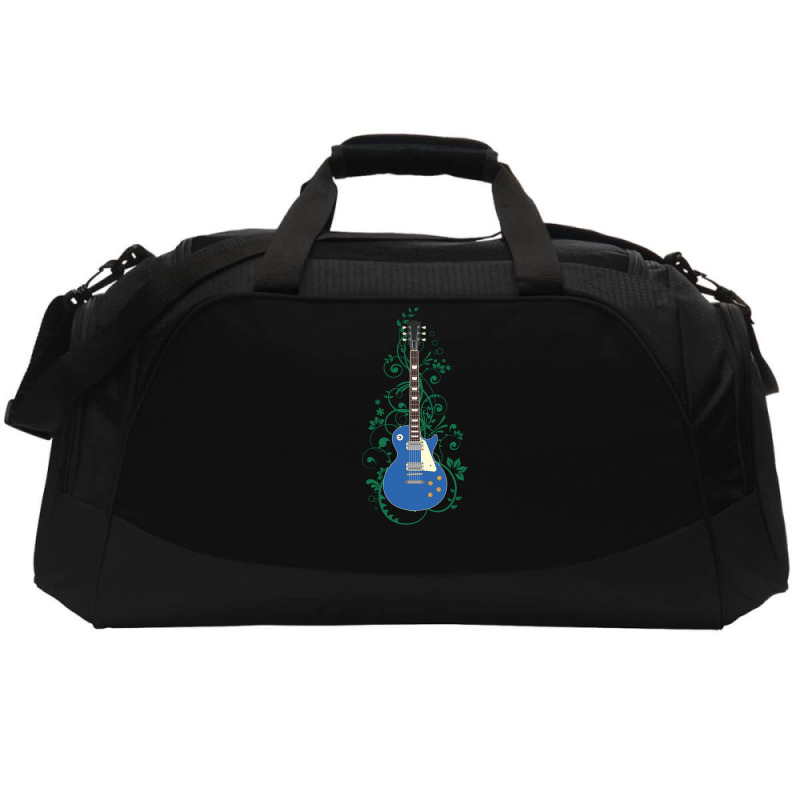 Blue Lp Style Electric Guitar Flowering Vines Active Duffel | Artistshot