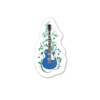 Blue Lp Style Electric Guitar Flowering Vines Sticker | Artistshot