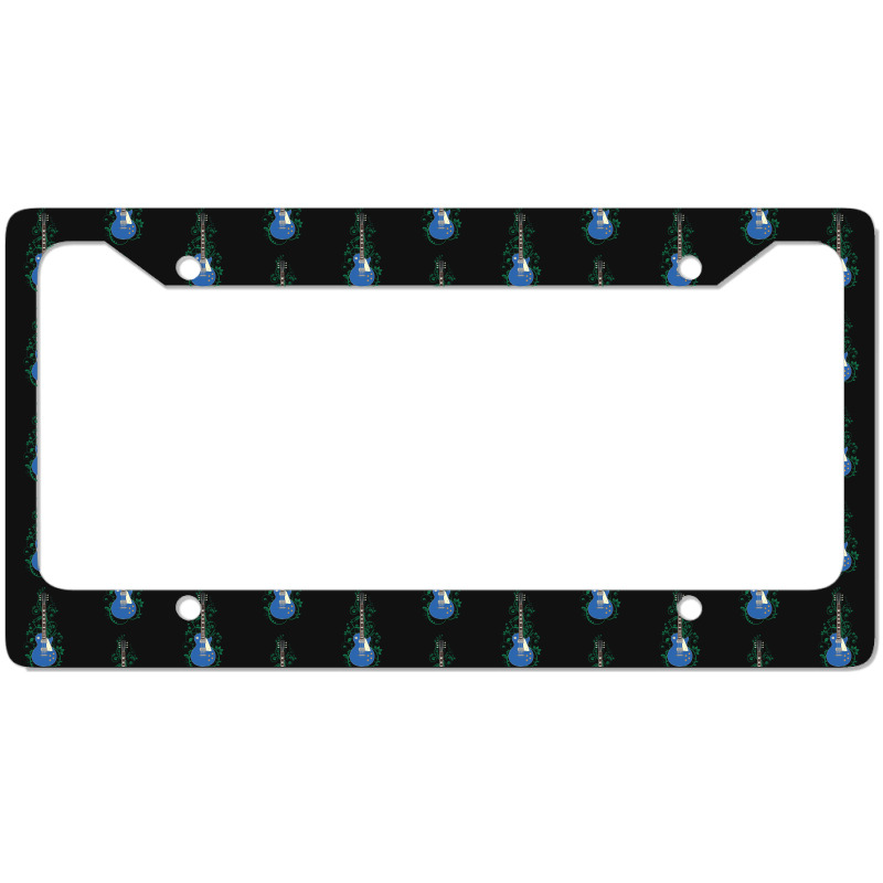 Blue Lp Style Electric Guitar Flowering Vines License Plate Frame | Artistshot