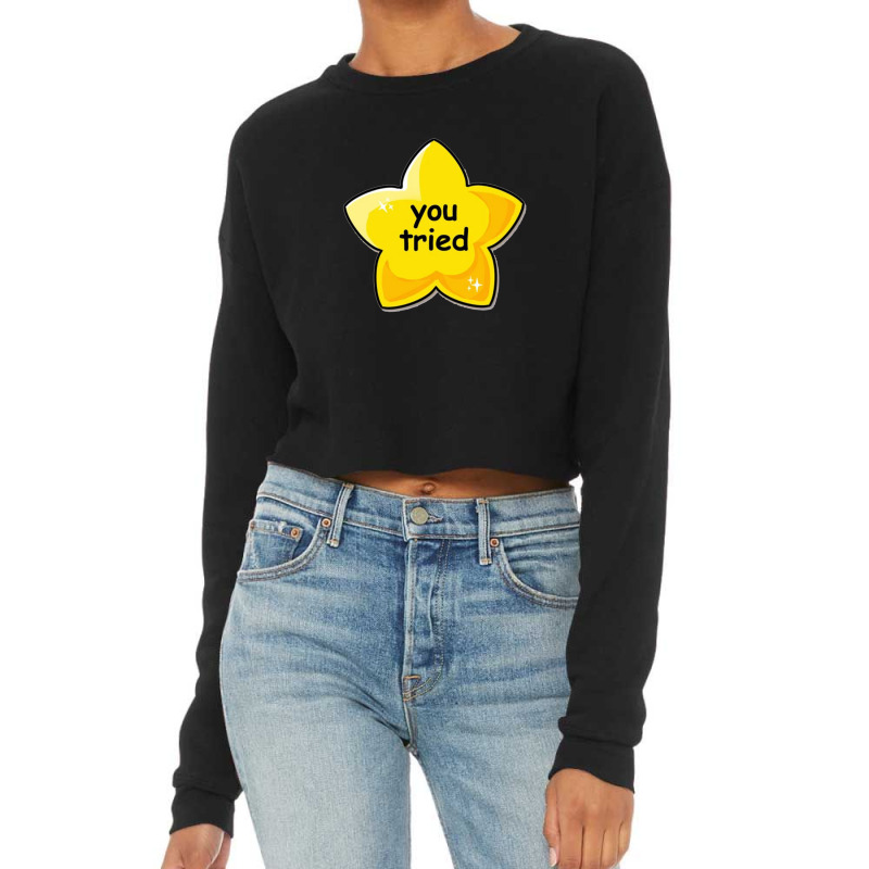 You Tried Gold Star Cropped Sweater by WILLIAMWARNER | Artistshot