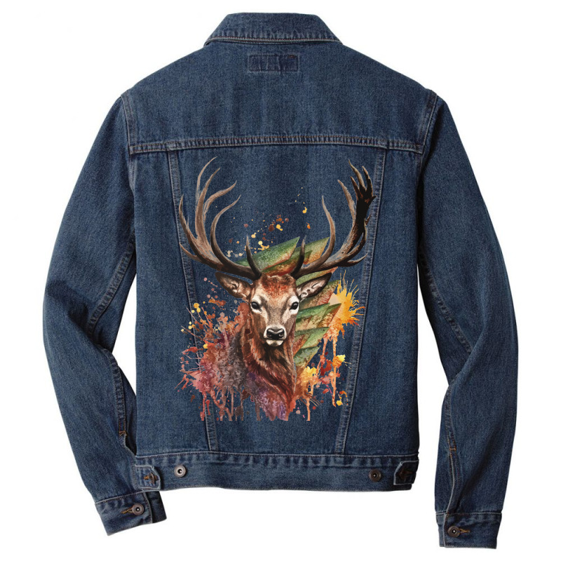 Watercolor Deer Painting Design T Shirt Men Denim Jacket | Artistshot