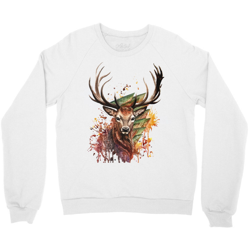 Watercolor Deer Painting Design T Shirt Crewneck Sweatshirt | Artistshot