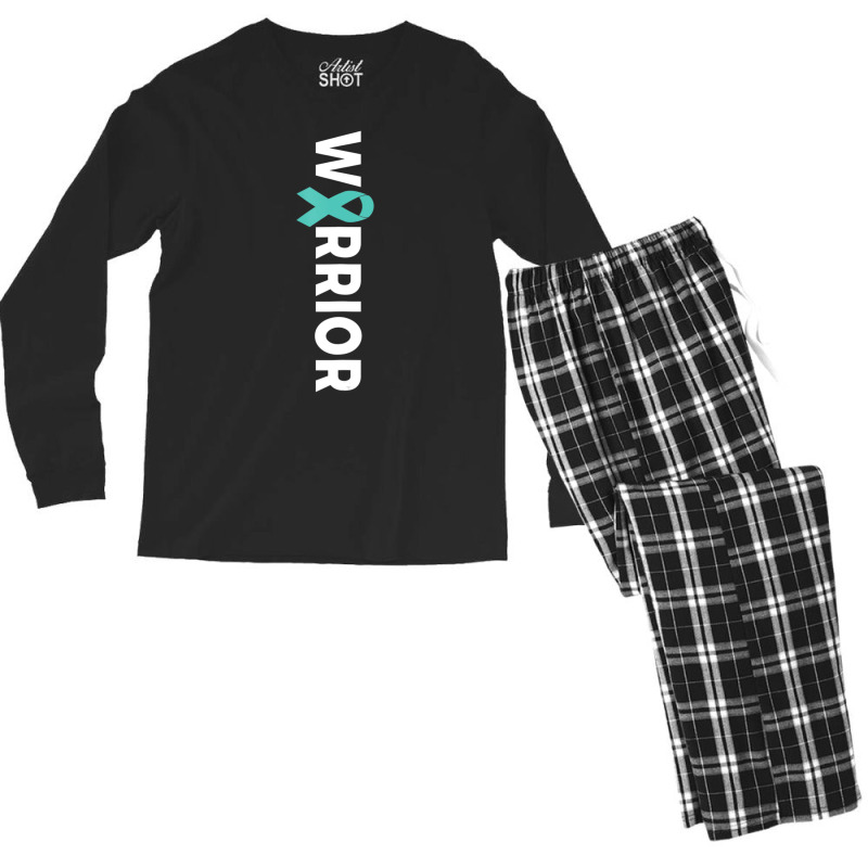 Food Allergy Awareness Warrior Teal Ribbon Men's Long Sleeve Pajama Set | Artistshot