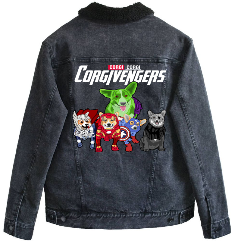 The Corgivengers Unisex Sherpa-lined Denim Jacket | Artistshot