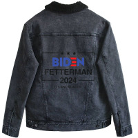 Biden Fetterman 2024 It's A No Brainer Political Unisex Sherpa-lined Denim Jacket | Artistshot