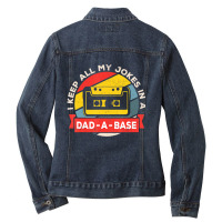 I Keep All My Jokes In A Dad-a-base Vintage Father's Day Dad Ladies Denim Jacket | Artistshot