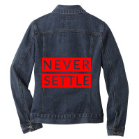 Never Settle Oneplus Red Ladies Denim Jacket | Artistshot