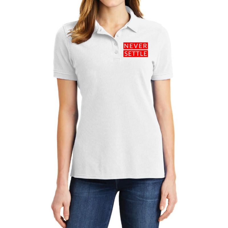 Never Settle Oneplus Red Ladies Polo Shirt by STEVEHICKS | Artistshot