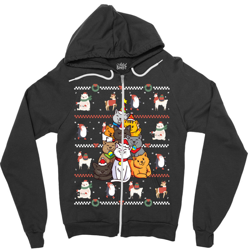 Cat Tree Cat   Cat Tree Christmas Zipper Hoodie | Artistshot