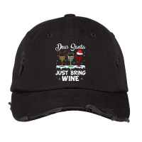 Dear Santa Just Bring Wine Leopard Christmas Lights Pajamas Vintage Cap | Artistshot