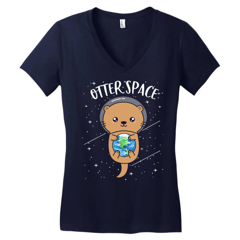 Otter Space T  Shirt Otter Space Cute Funny Sea Otter Astronaut Milky Women's V-Neck T-Shirt by leland4353 | Artistshot