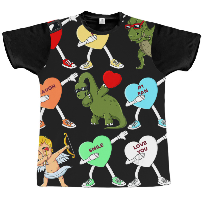 Trending Valenines Day Dabbing Hears Cupid Rex Dino Dab Boys Kids Graphic T-shirt | Artistshot