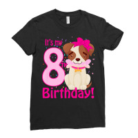 Kids It's My 8th Birthday Dog Lover Theme 8 Years Old Puppy Girl Premi Ladies Fitted T-shirt | Artistshot