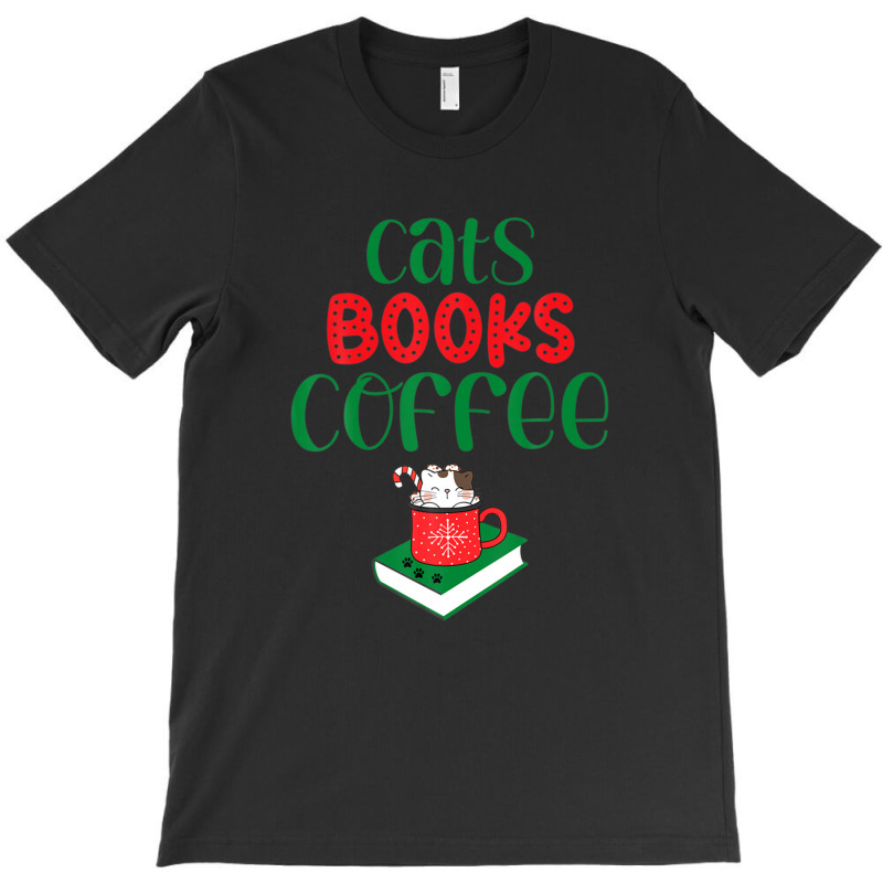 Christmas Cats Books Coffee T-shirt | Artistshot