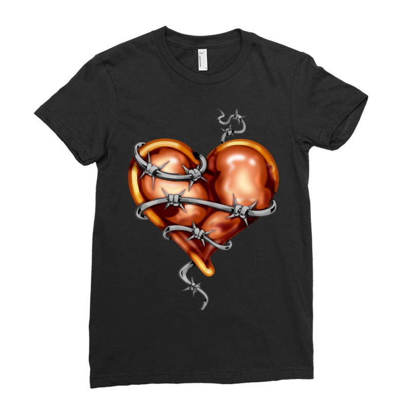 Limited Edition Barbed Wire Broken Heart Creepy Valentine Ladies Fitted T-Shirt by declangreenwood | Artistshot