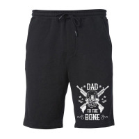 Mens Dad To The Bone Father Joke Vintage Skull Ar Rifle Gun Fleece Short | Artistshot