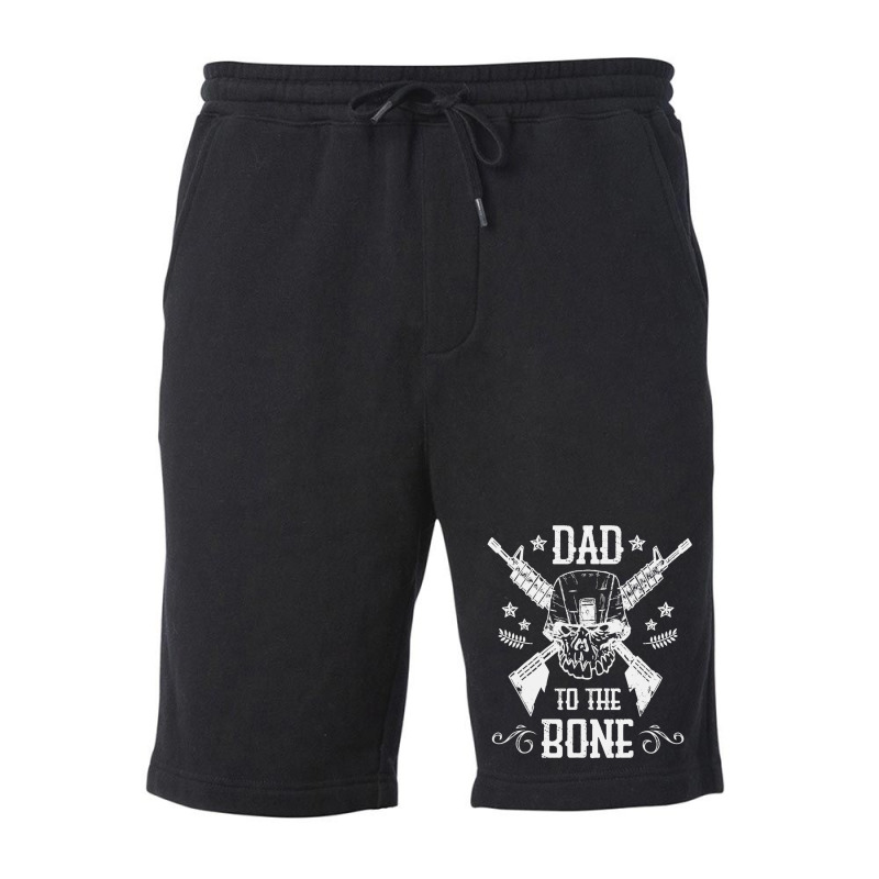 Mens Dad To The Bone Father Joke Vintage Skull Ar Rifle Gun Fleece Short | Artistshot