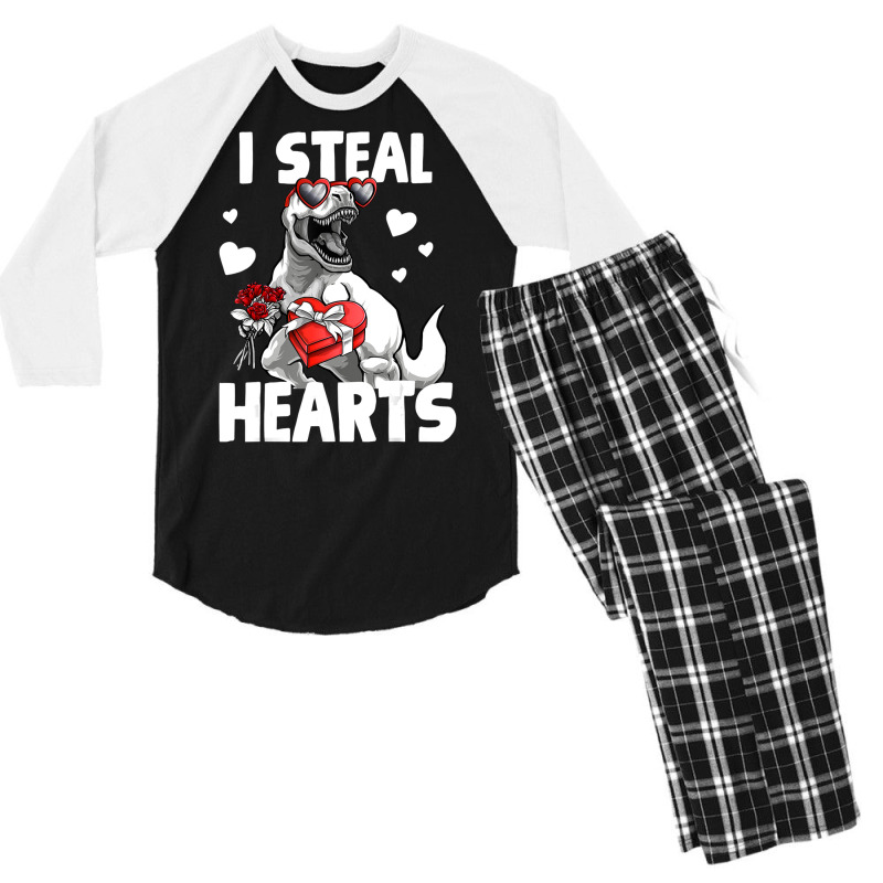 Limited Edition Valentines Day Trex Lover I Steal Hearts For Boys For Men's 3/4 Sleeve Pajama Set | Artistshot