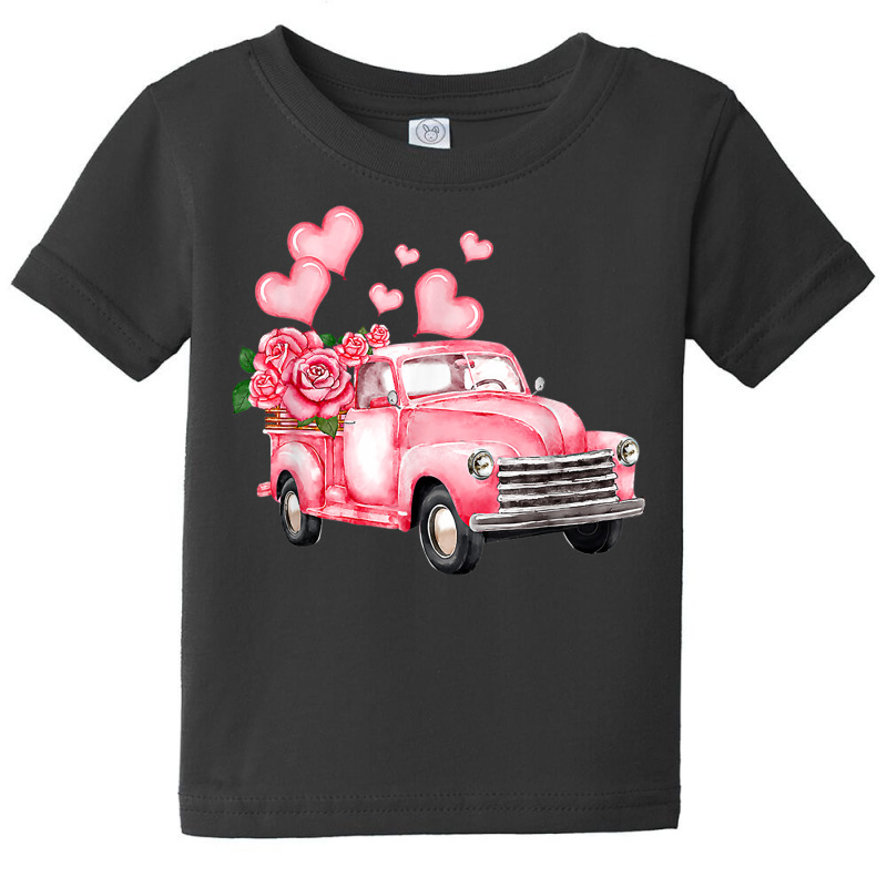 Vintage Pink Truck Love Heart Flower Happy Valentine's Day T Shirt Baby Tee by delredske | Artistshot