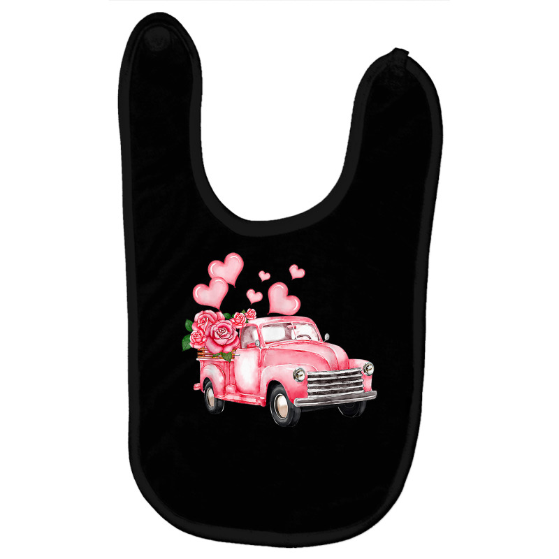 Vintage Pink Truck Love Heart Flower Happy Valentine's Day T Shirt Baby Bibs by delredske | Artistshot