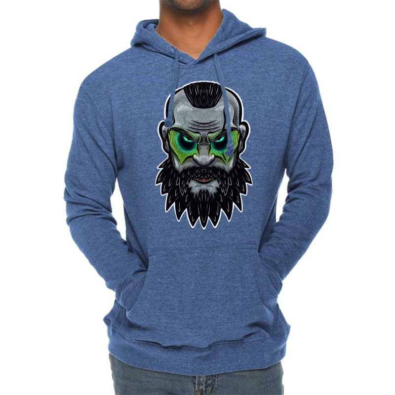 War God Celt King Viking Head Warrior Green Lightweight Hoodie | Artistshot