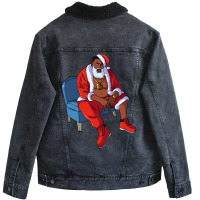 Black Santa Claus Gangster Christmas Girl Unisex Sherpa-lined Denim Jacket | Artistshot