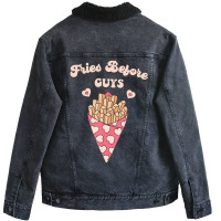 Trending Valentines Costume Toddlers Fries Before Guys Toddler Unisex Sherpa-lined Denim Jacket | Artistshot