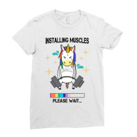 Installing Muscles Please Wait For Light Ladies Fitted T-shirt | Artistshot