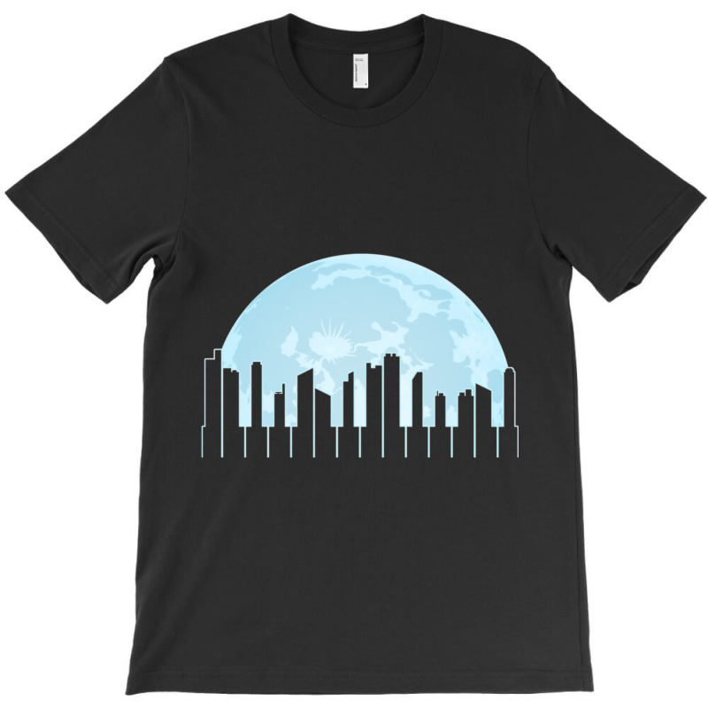 Piano Keys As A City Landscape In The Moonlight T-shirt | Artistshot