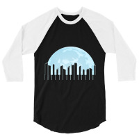 Piano Keys As A City Landscape In The Moonlight 3/4 Sleeve Shirt | Artistshot