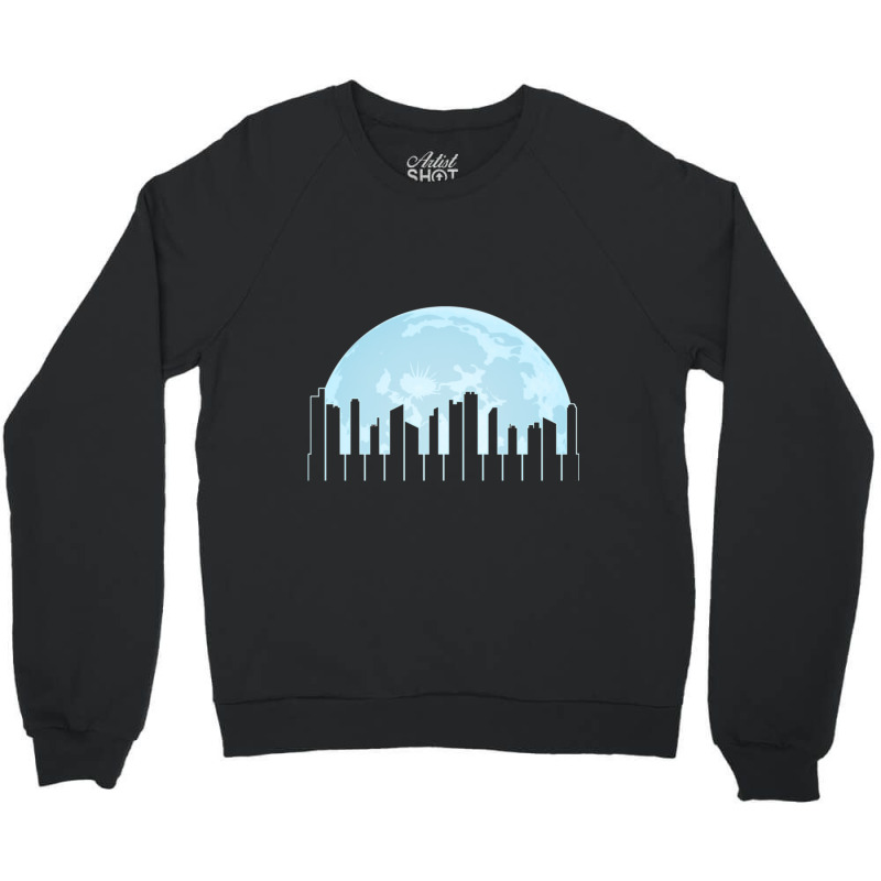 Piano Keys As A City Landscape In The Moonlight Crewneck Sweatshirt | Artistshot