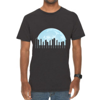 Piano Keys As A City Landscape In The Moonlight Vintage T-shirt | Artistshot