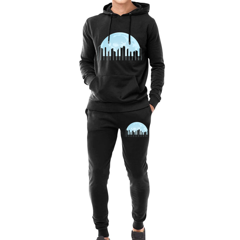 Piano Keys As A City Landscape In The Moonlight Hoodie & Jogger Set | Artistshot