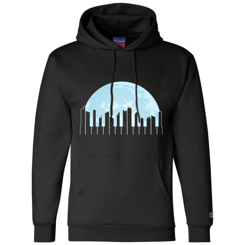 Piano Keys As A City Landscape In The Moonlight Champion Hoodie | Artistshot