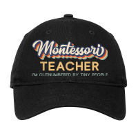 Out Numbered By Tiny People - Retro Montessori Teacher Adjustable Cap | Artistshot