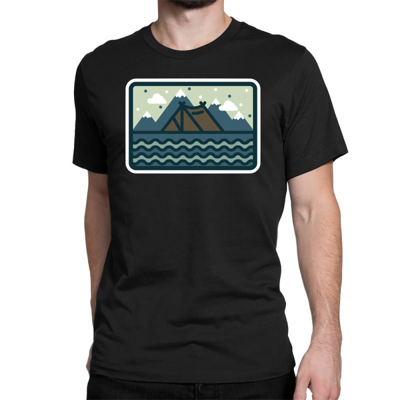 Camp Mountain Beach View Classic T-shirt by Quilimo | Artistshot