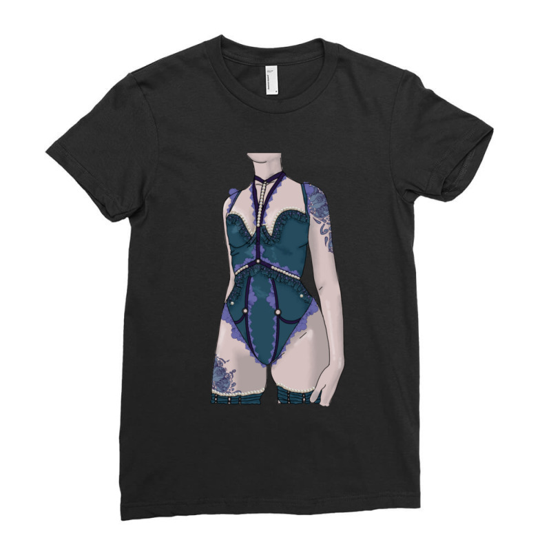 Sexy Lingerie Gothic Pastel Tattoo Harness Pinup Lady Ladies Fitted T-Shirt by JodyBanda | Artistshot