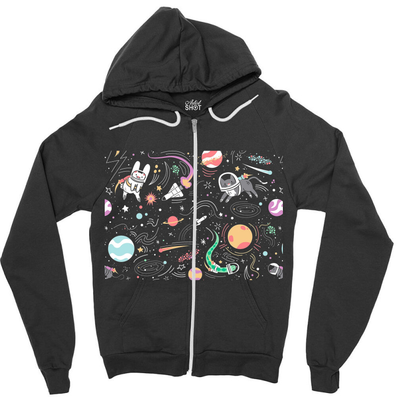 Space Cat Zipper Hoodie by Bandungan | Artistshot