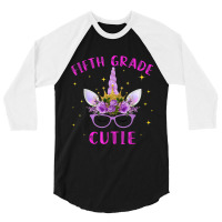 Fifth Grade Cutie Unicorn Face Lover 5th Grade Girl Gift 3/4 Sleeve Shirt | Artistshot