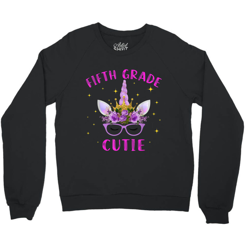 Fifth Grade Cutie Unicorn Face Lover 5th Grade Girl Gift Crewneck Sweatshirt | Artistshot